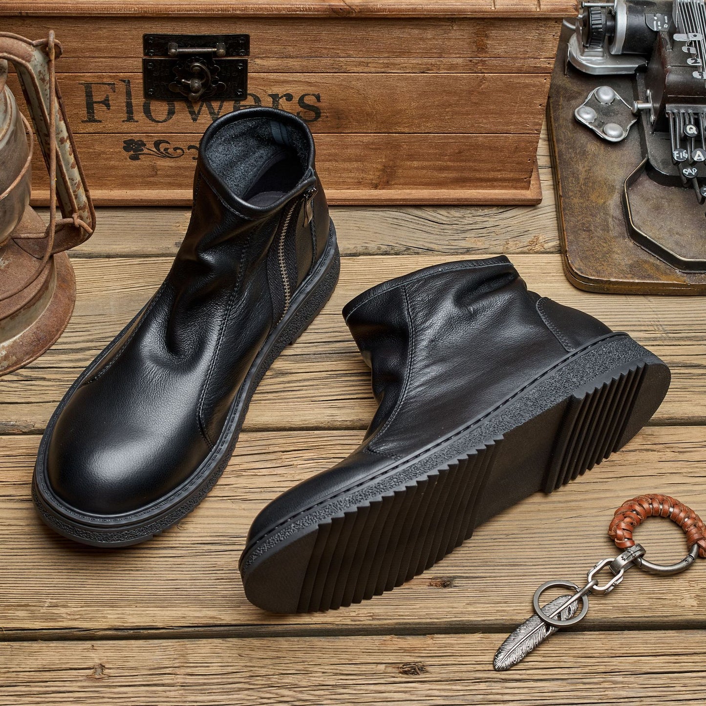 Men's Chelsea Ankle Soft Cowhide Fashion Martin Boots