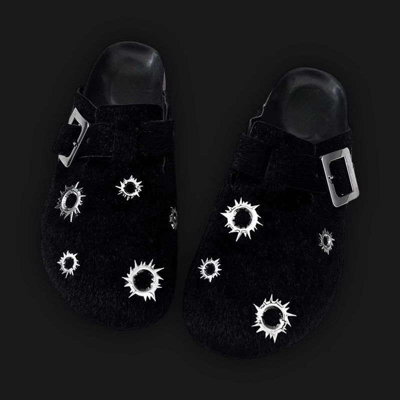 Women's Summer Imported Horse Hair Three-dimensional Bullet Slippers