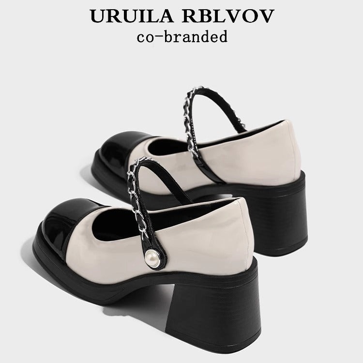 Women's Spring Vintage Mary Jane Chunky Black Single-layered Small Women's Shoes