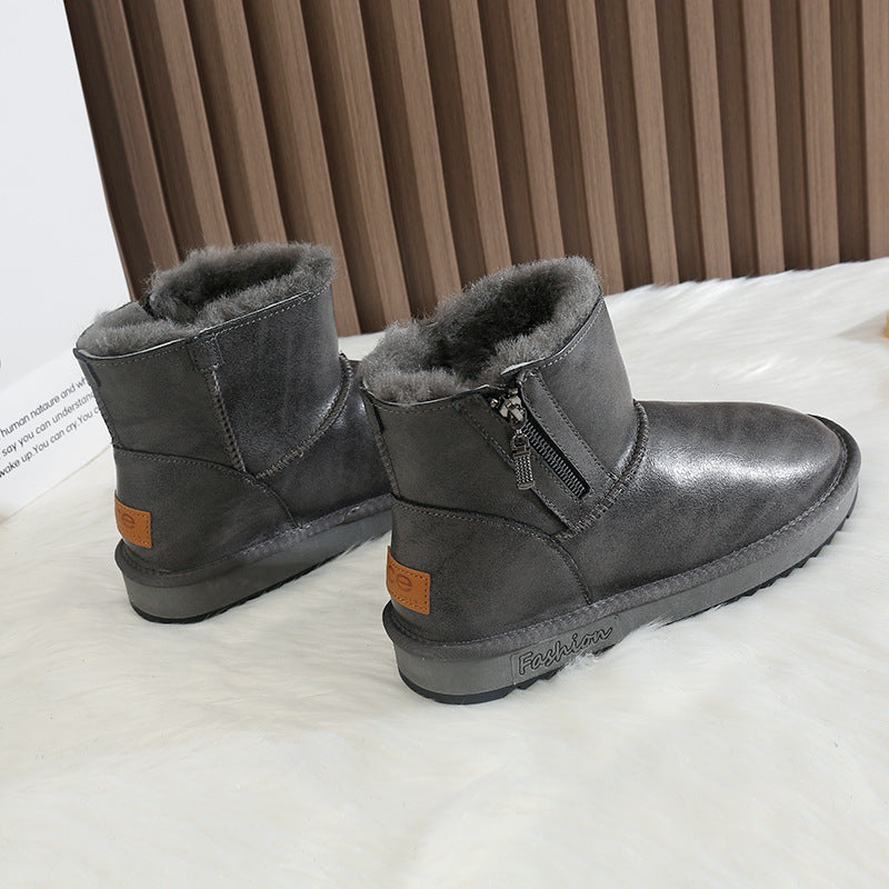 Men's Fur Winter Fleece Lined Padded Warm Keeping Glossy Northeast Boots