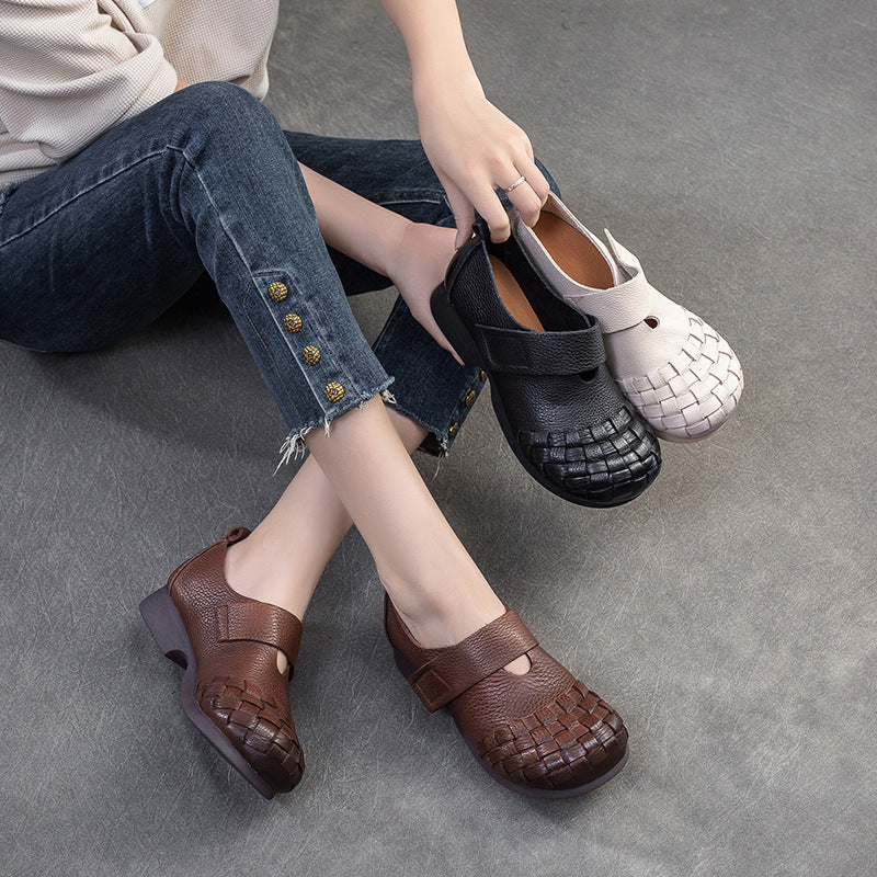Women's First Layer Cowhide Retro Commuter Comfortable Casual Shoes