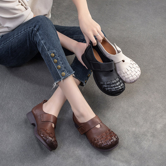 Women's First Layer Cowhide Retro Commuter Comfortable Casual Shoes