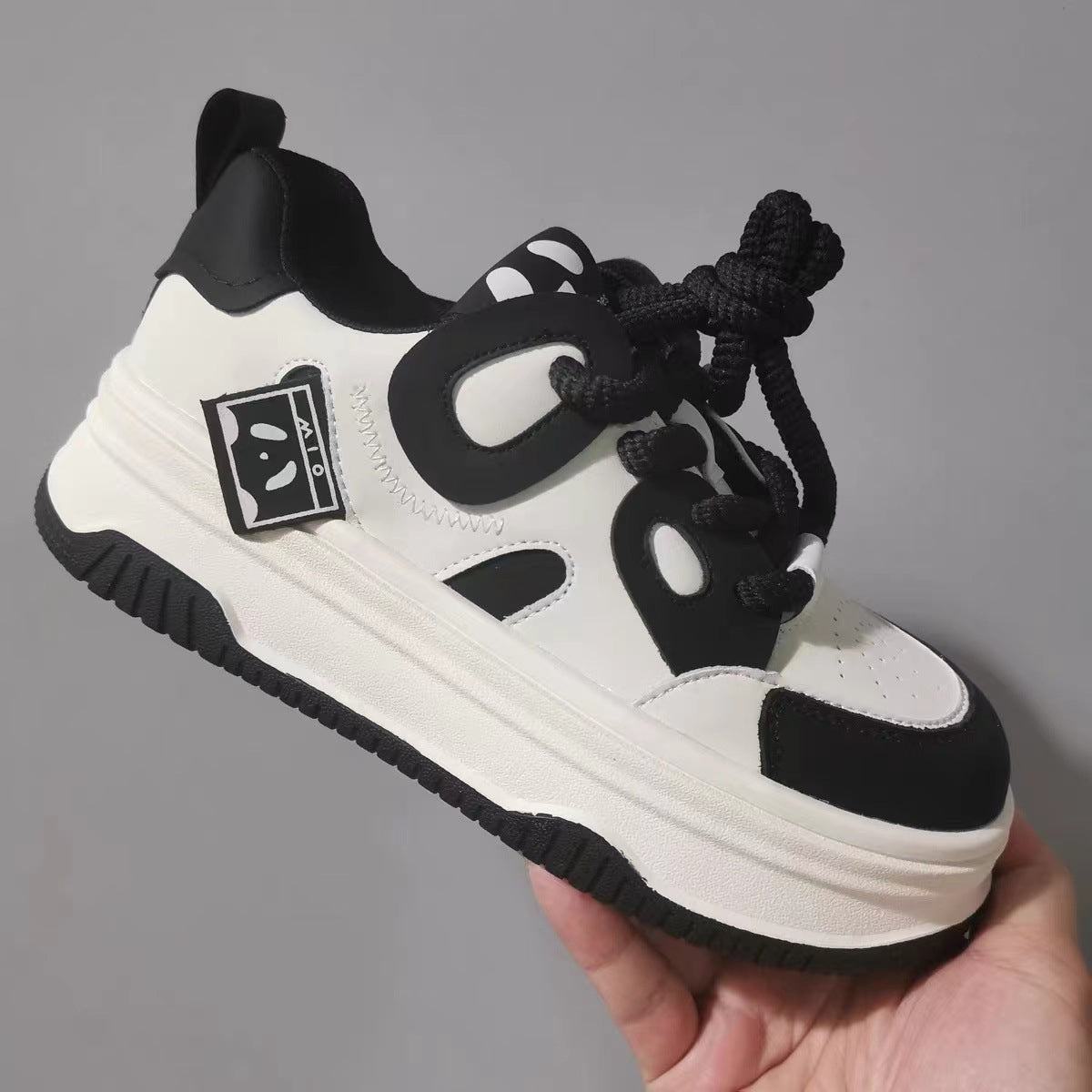 Women's & Men's White Thick-soled Ugly Cute Big Head Men's Shoes