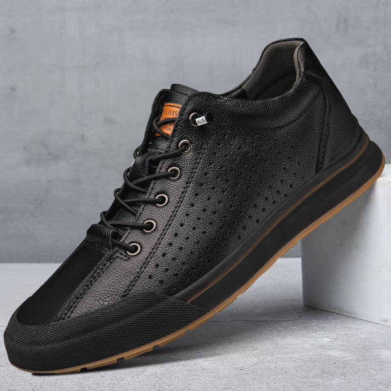 Men's Fashion White Breathable Versatile Hollow Driving Height Men's Board Shoes