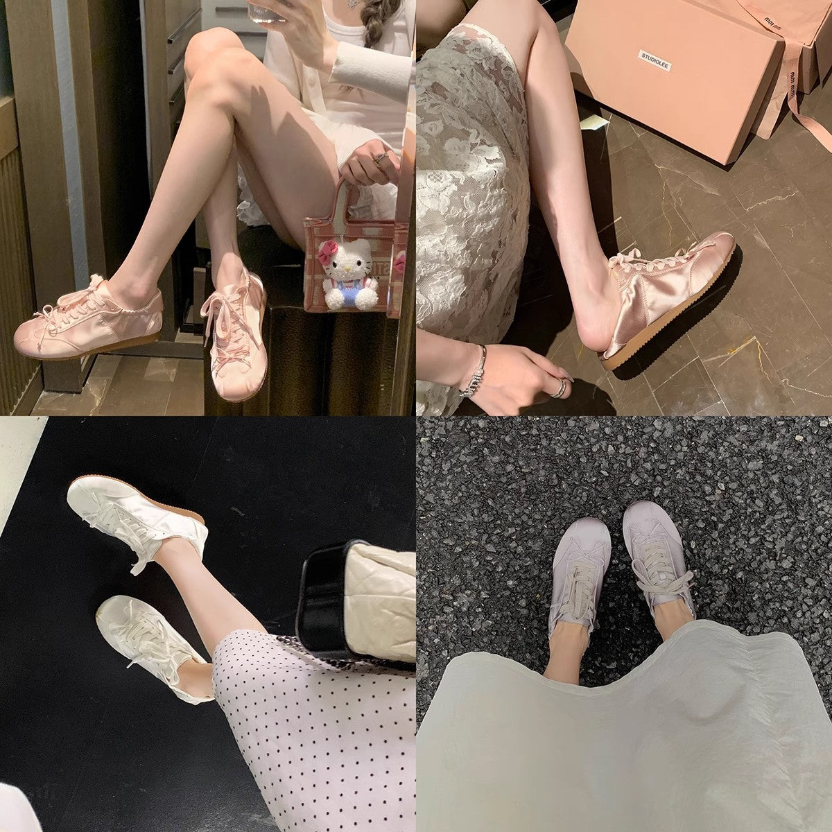 Ballet Style Sweet Round Head Satin Sports Board Women's Casual Shoes