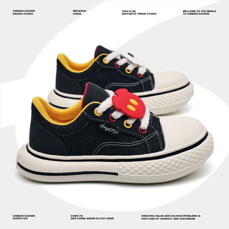 Men's Ugly Cute Black Platform Couple Mickey Sneakers