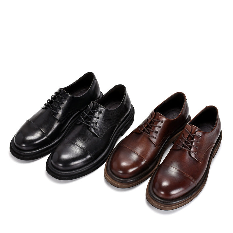 Men's Retro Handmade Leisure Platform Wedding Three Joint Leather Shoes