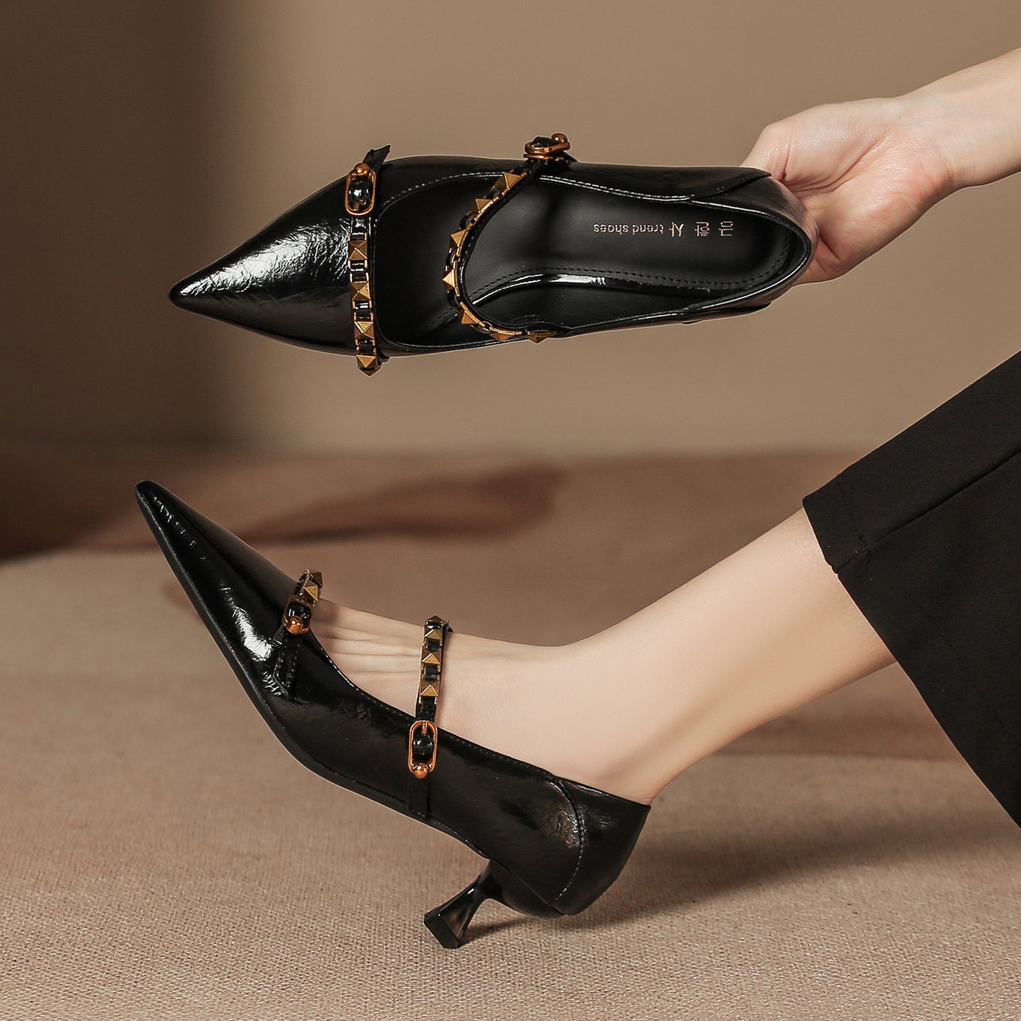 Women's Pointed Toe Sier Rivet High With Women's Shoes