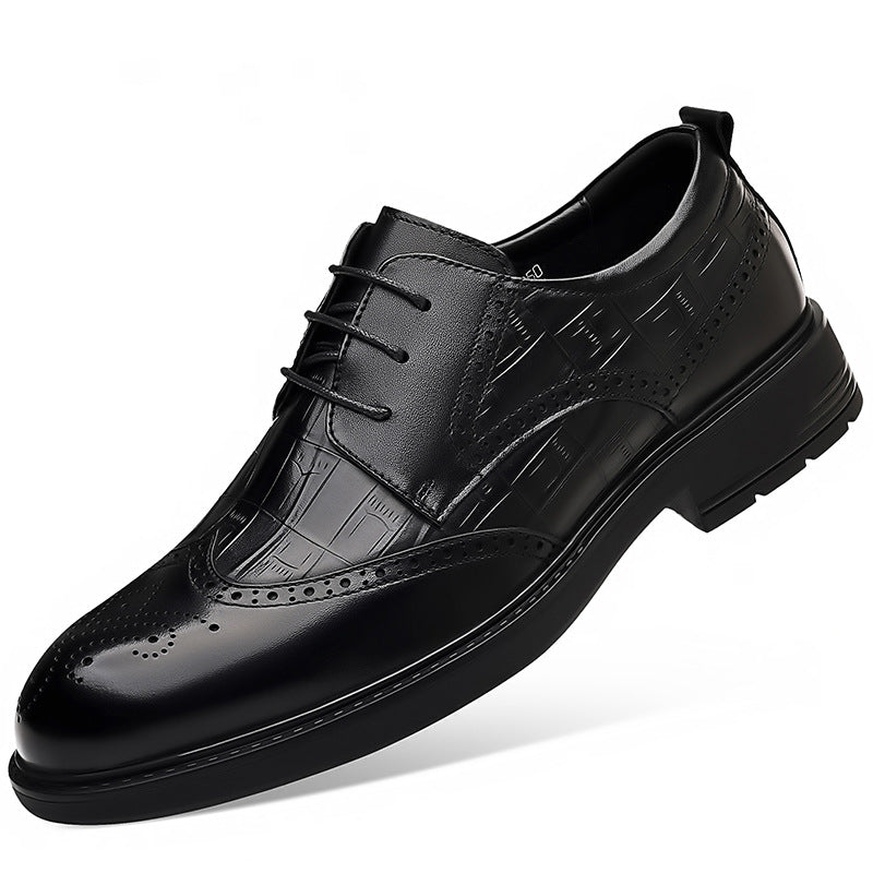 Men's Formal Wedding Crocodile Pattern Cowhide Brogue Leather Shoes