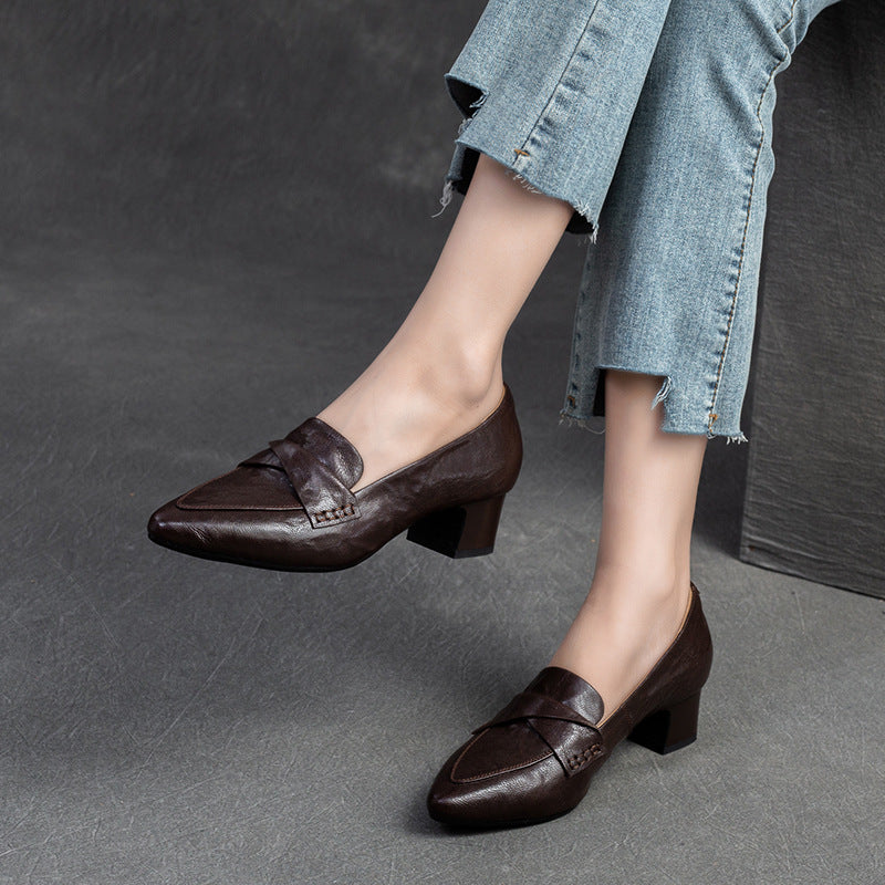 Women's Shu Spring Low-cut British Style Sheepskin Loafers