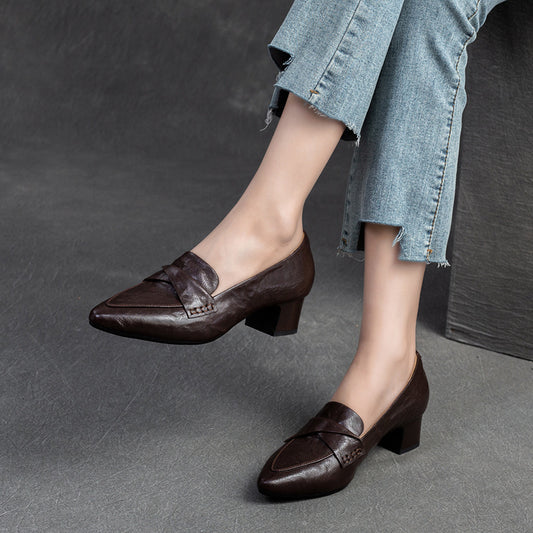 Women's Shu Spring Low-cut British Style Sheepskin Loafers
