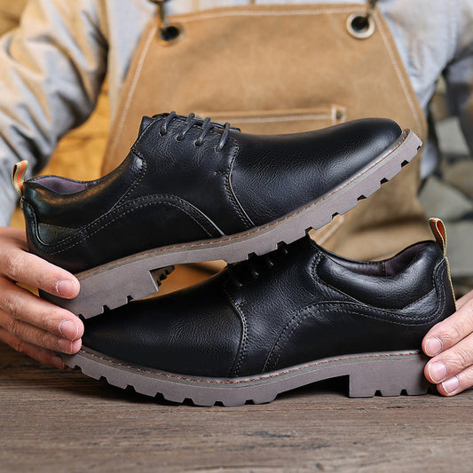Men's Retro Derby Outdoor Clothes British Style Single-layer Leather Shoes