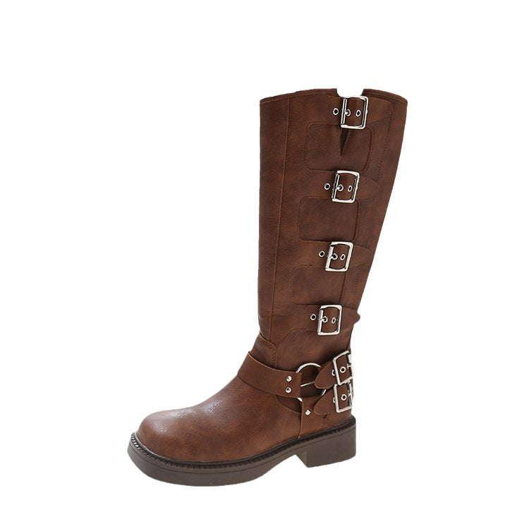 Women's Chunky Martin Western Cowboy Retro Square Boots