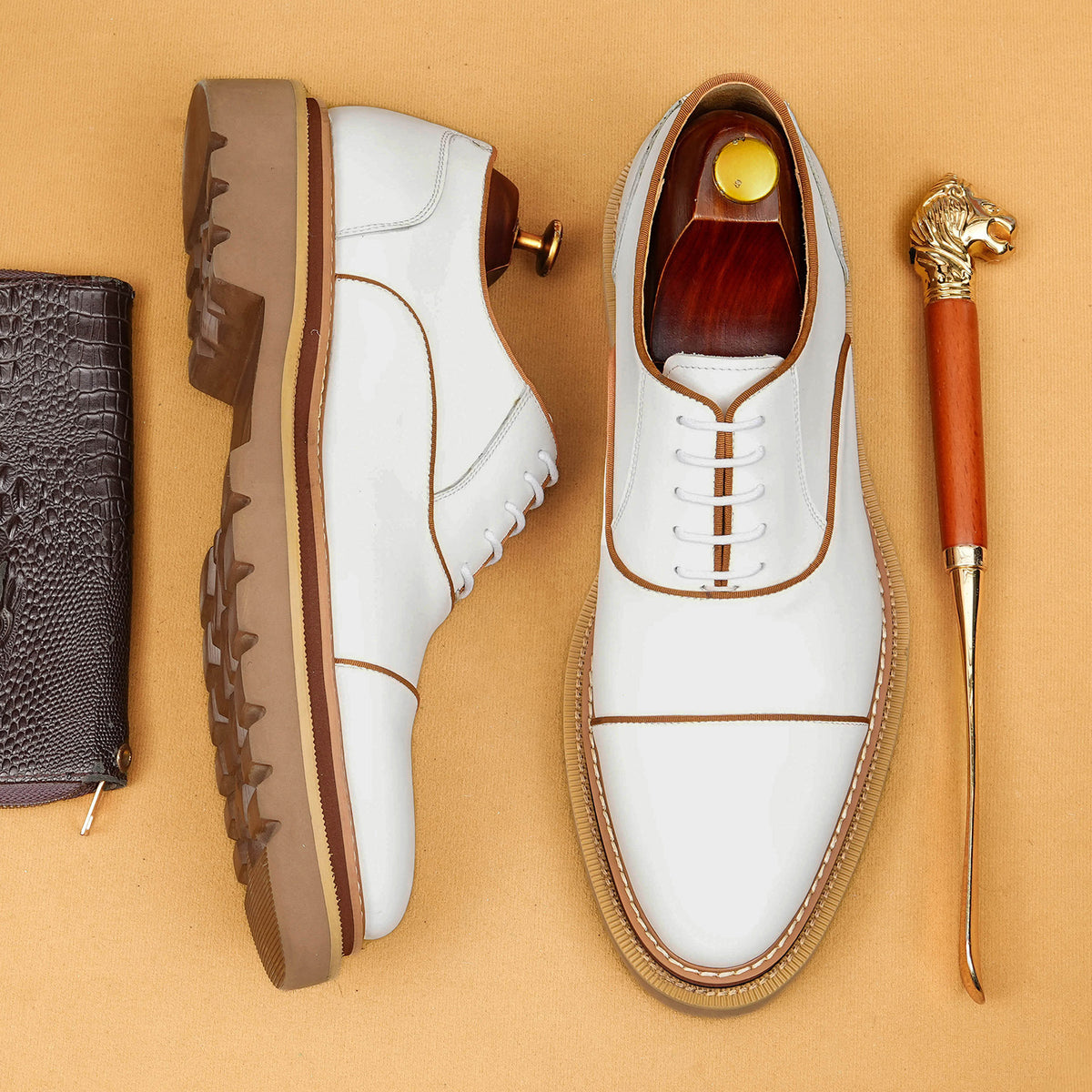 Men's Oxford British Color Block Platform Bridegroom Leather Shoes