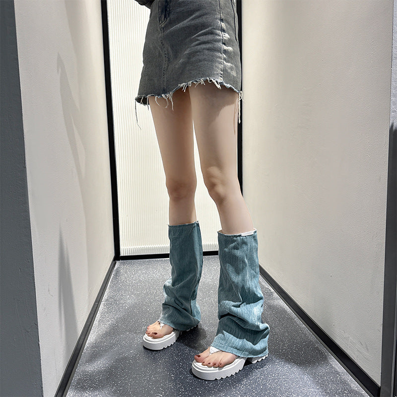 Women's Bottom Toe Spring Side Zipper Cover Blue Sandals