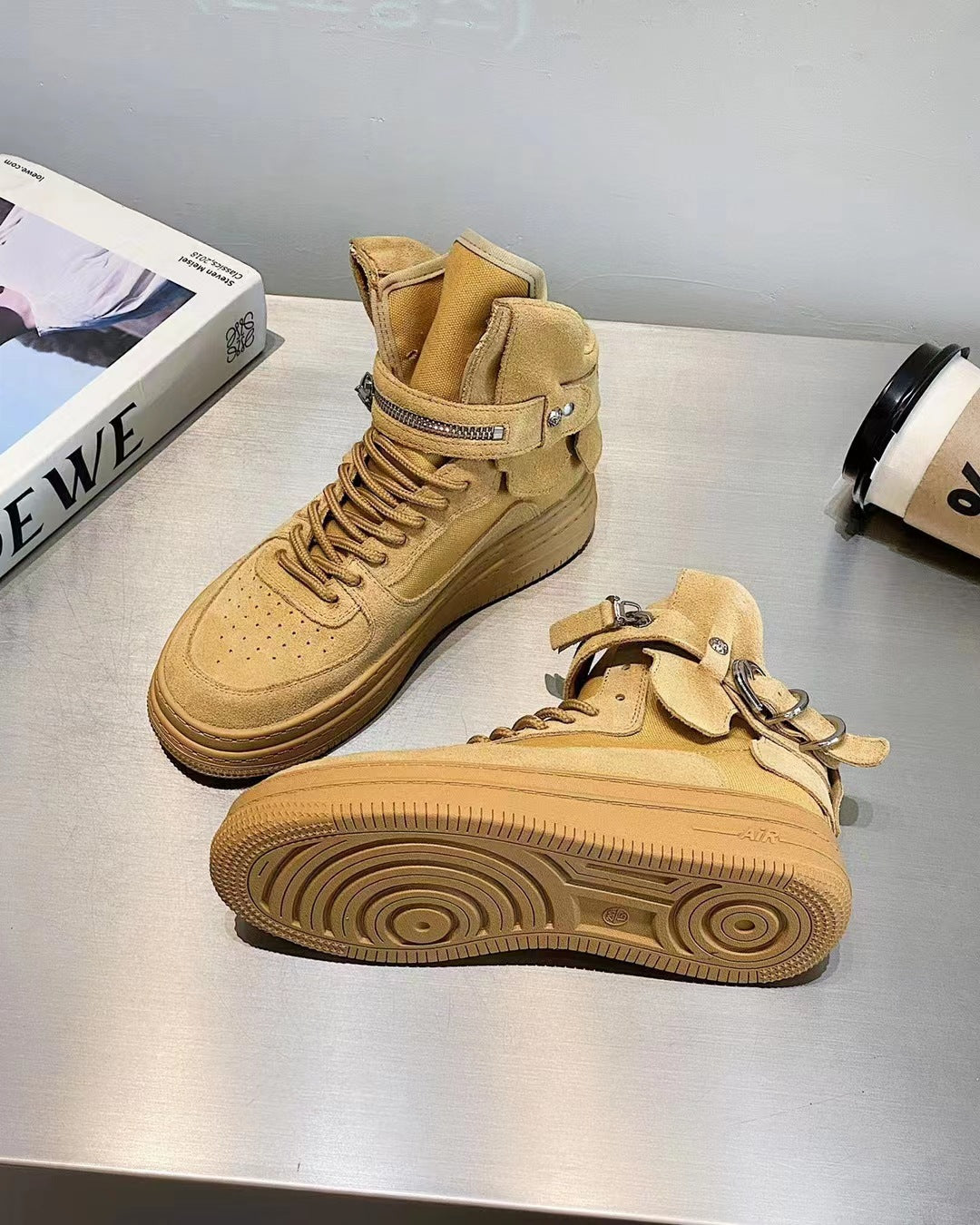 Women's Authentic White Versatile Sports Platform Fashionable Sneakers