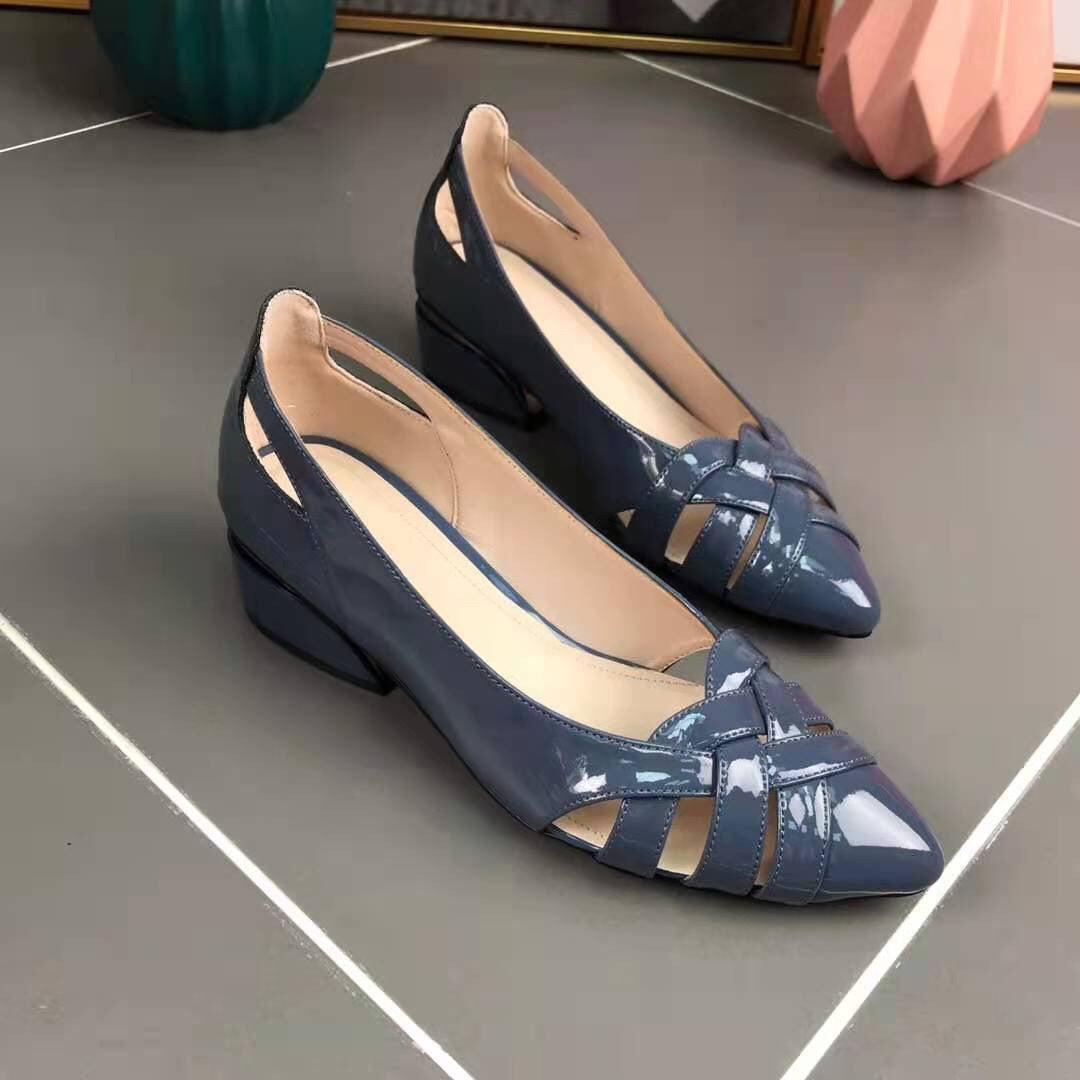 Women's Mid Thick Summer Pointed Low-cut Soft Flat Heels