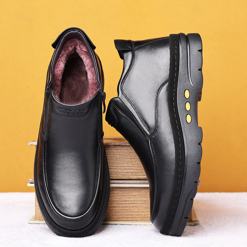Men's First Layer Cowhide Cotton Genuine Wool Warm Outdoor Men's Shoes