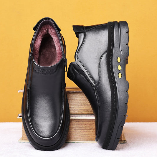 Men's First Layer Cowhide Cotton Genuine Wool Warm Outdoor Men's Shoes