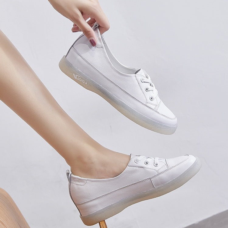 Women's First Layer Cowhide Shallow Mouth Height Increasing Insole Women's Casual Shoes