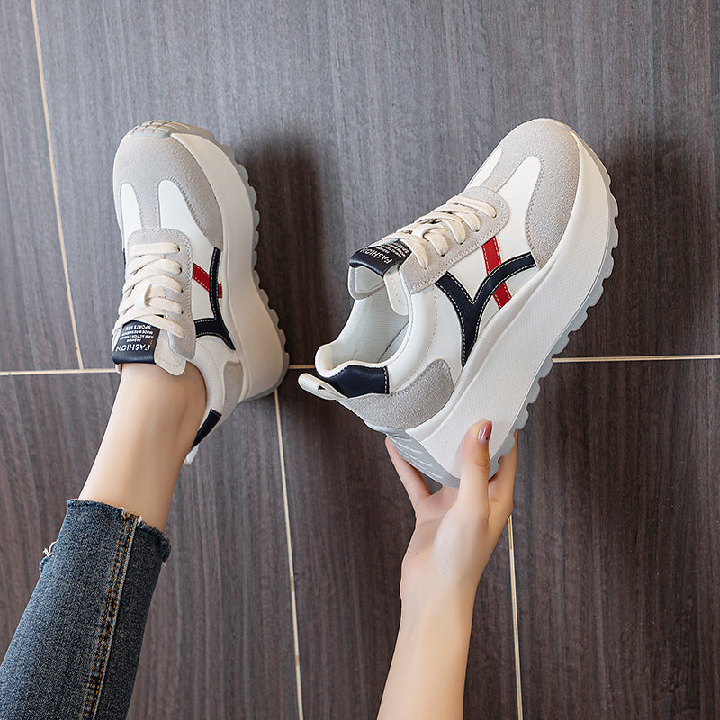 Women's Platform Height Increasing Insole Korean Style Round Women's Casual Shoes