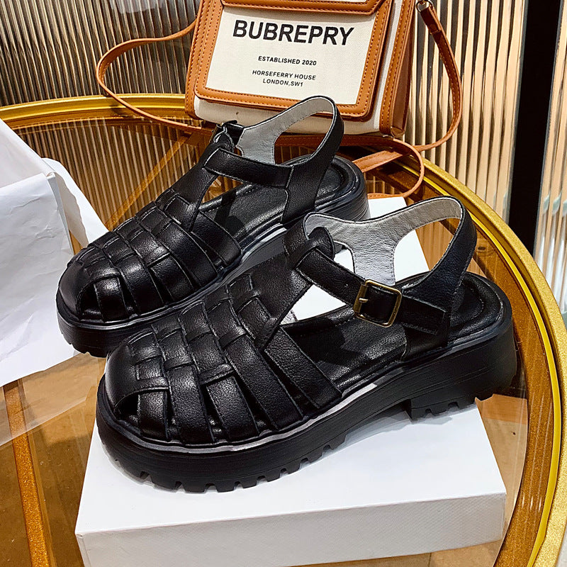 Women's Thick-soled Top Layer Cowhide Roman Summer Fashion Sandals