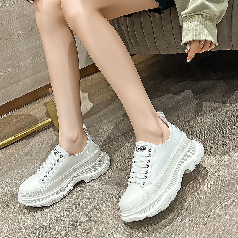 Women's Stable Mcqueen Genuine Platform White Spring Small Women's Sports Shoes