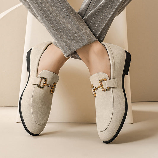 Men's Summer Solid Color Glossy Korean Style Plus Size Leather Shoes