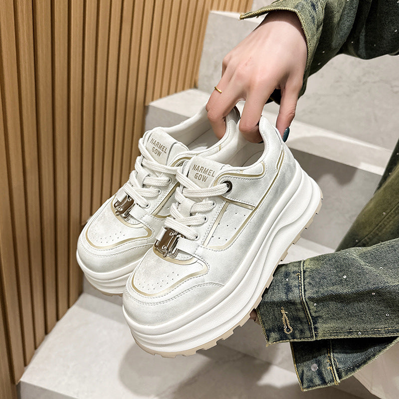 Women's Platform White Spring Lightweight Exercise Fashion Casual Shoes