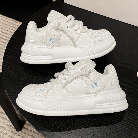 Women's & Men's Bread White Retro Platform Versatile Fashion Sneakers