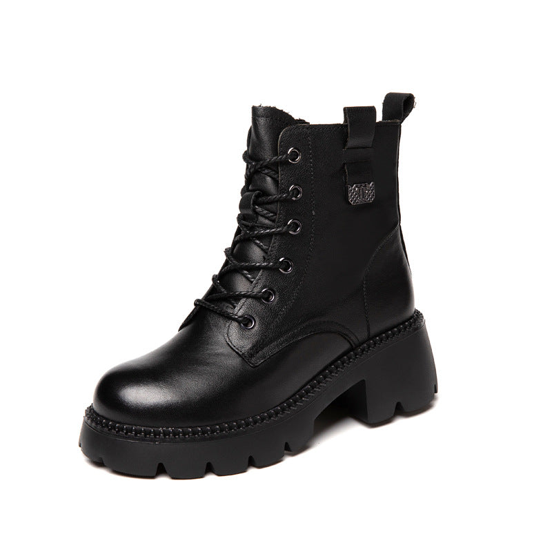Women's First Layer Cowhide Martin Retro Rubber Boots