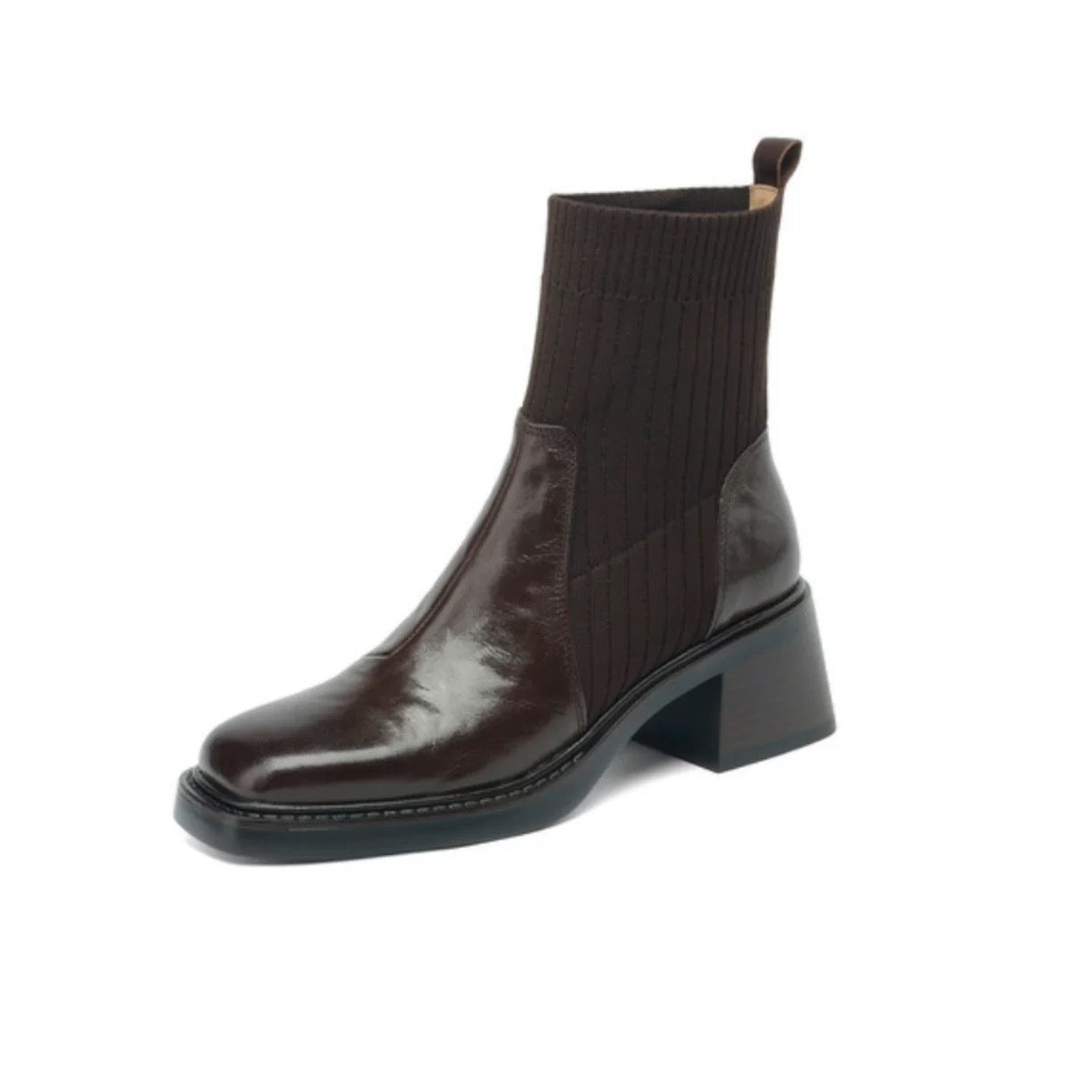Women's Square Toe Chunky Stretch Thin Martin Boots