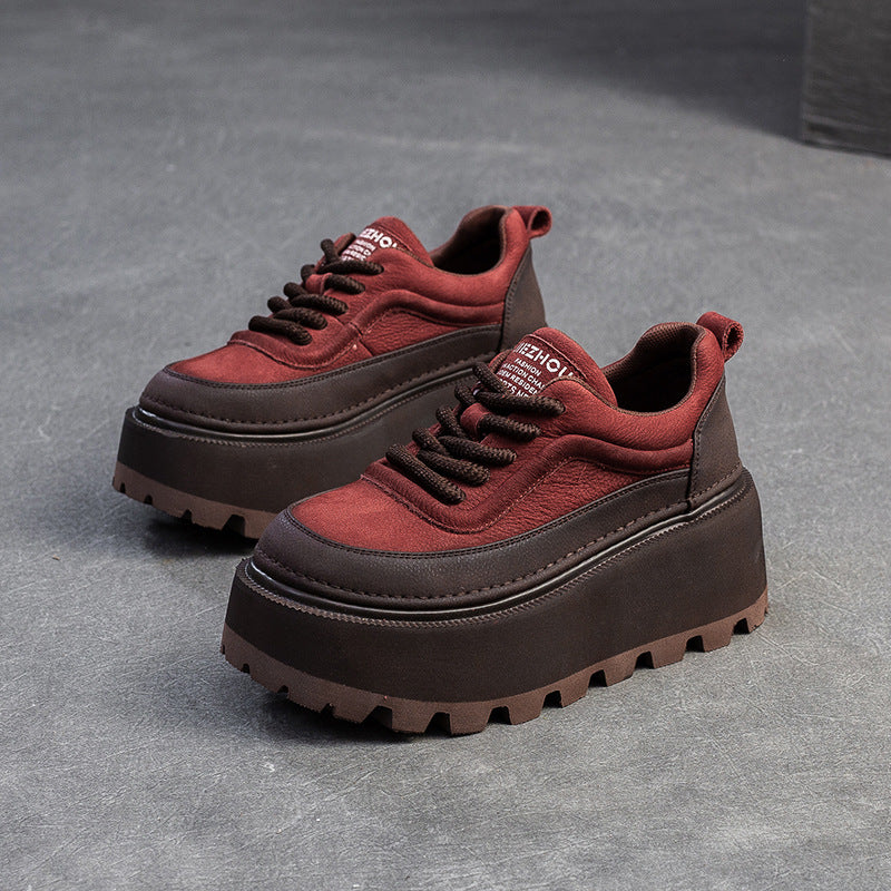 Women's Small Height Increased Retro British Style Casual Shoes