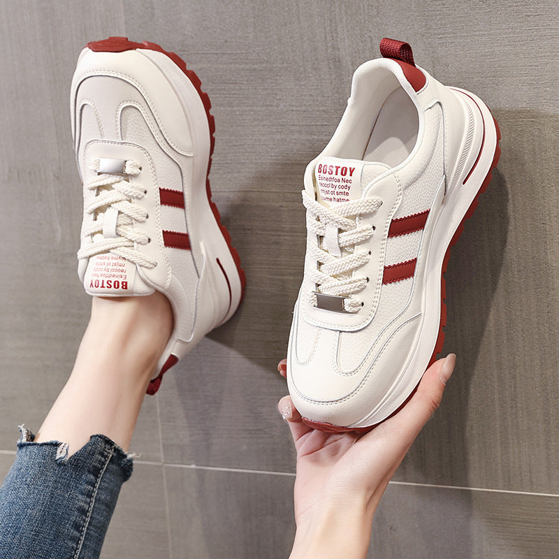 Women's Spring Korean Style White Platform Dad Sneakers
