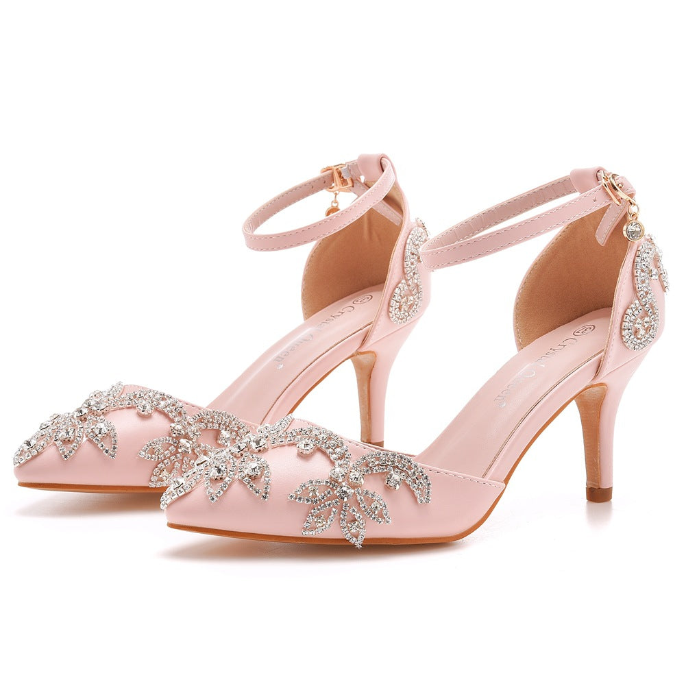 Plus Size Stiletto Pointed Toe Rhinestone High Heels