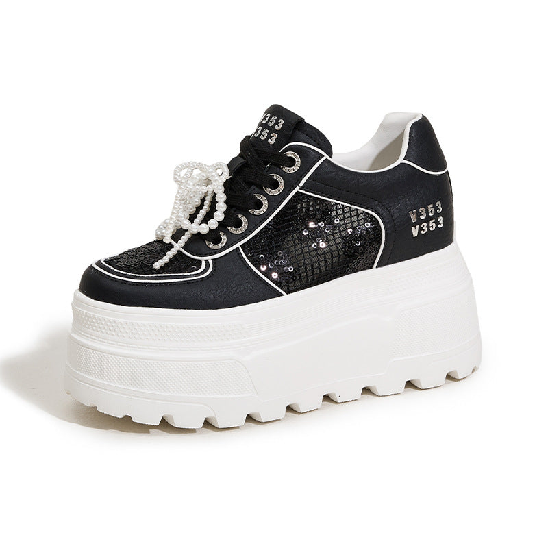 Women's Platform White Summer Breathable Mesh Height Increasing Men's Shoes