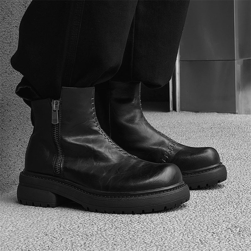 Women's & Men's Short Tube Smoke Pipe Platform Martin Chelsea Boots