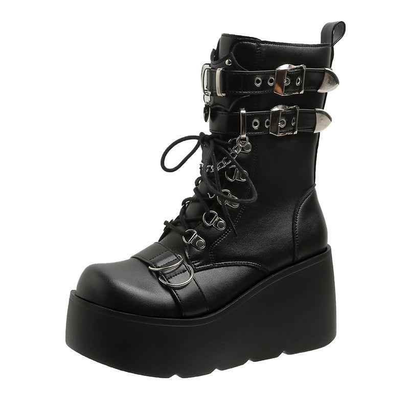 Women's Thick-soled Muffin Short Autumn Height Increasing Punk Martin Boots