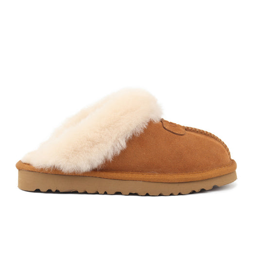 Women's & Men's Toe Cap Winter Flat Warm Half Genuine Snow Boots