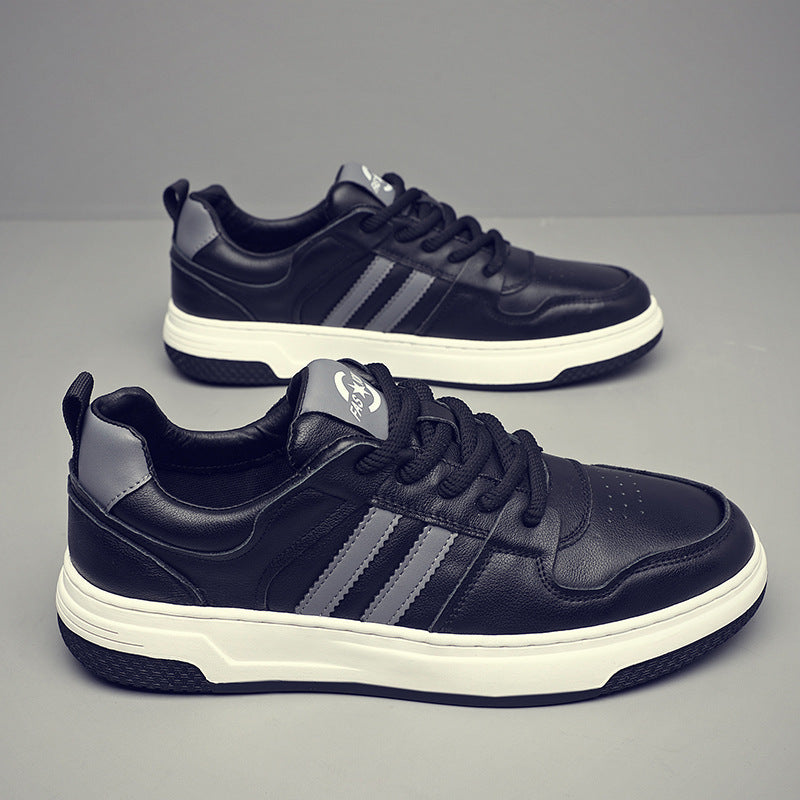 Men's Size Extra Large Top Layer Cowhide White Genuine Breathable Men's Board Shoes