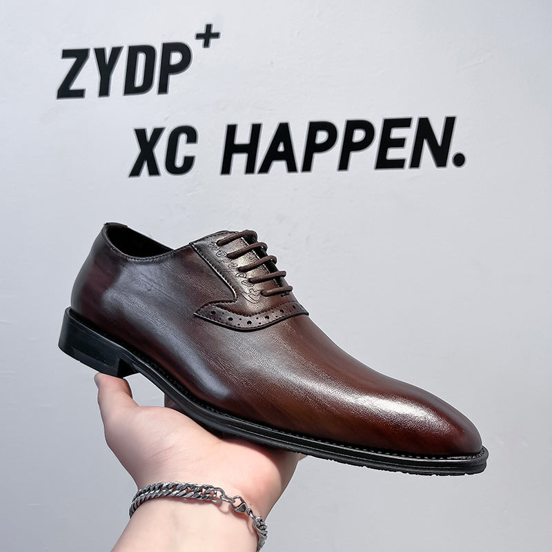 Men's Toe English Style Breathable Business Formal Leather Shoes
