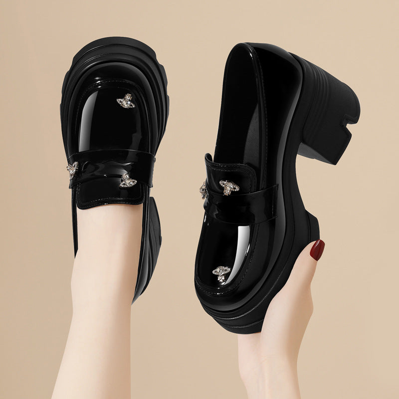 Women's British Style Small Muffin Height Increasing Loafers