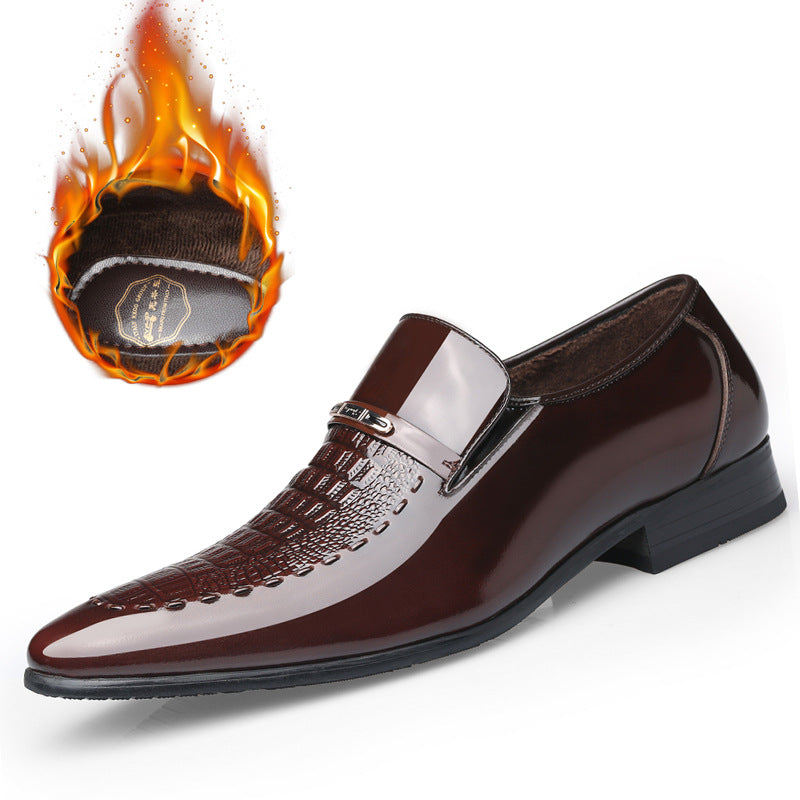 Men's Formal Wear Height Increasing Green Crocodile Pattern Korean Style Pointed Men's Business Leather Shoes