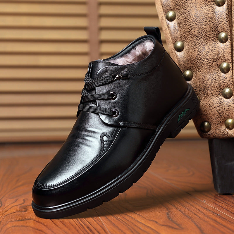 Men's First Layer Cowhide Real Wool Genuine Men's Shoes