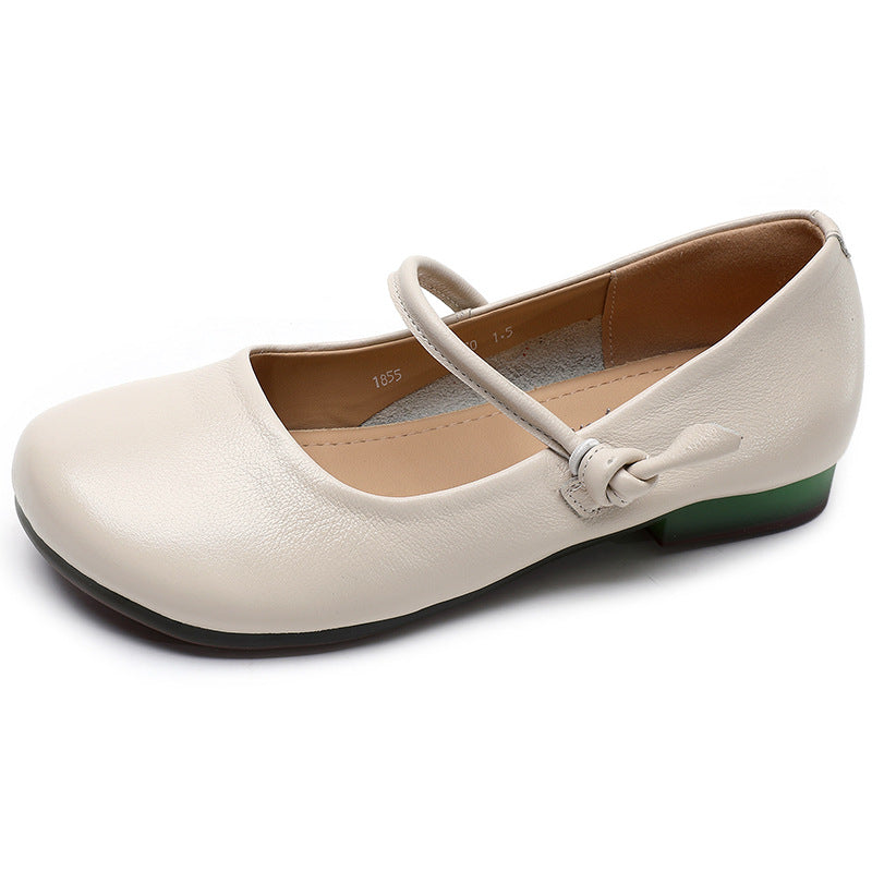 Women's Comfortable Soft Bottom First Layer Cowhide Casual Shoes