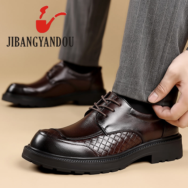 First Layer Pure Cattlehide Big Head Men's Casual Leather Shoes