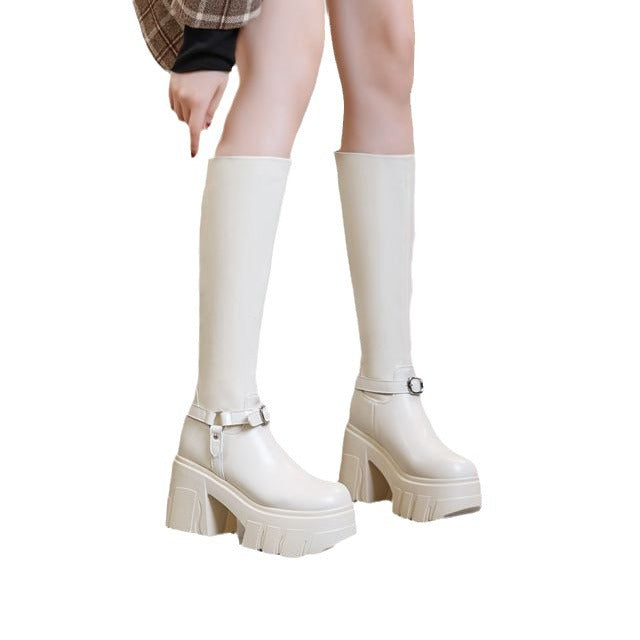 Women's Thick High Height Increasing Super Knight Platform Small Heels