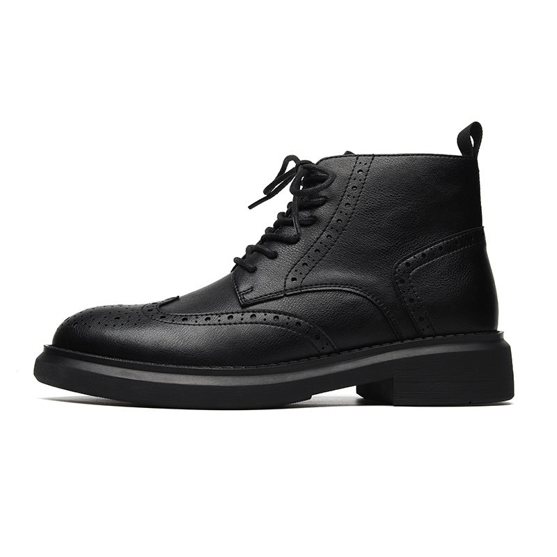 Head Ankle Solid Color Vamp Matching Thick Boots