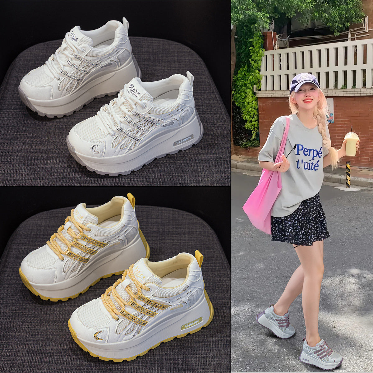 Women's Small Thick Bottom Heightened Daddy Summer Breathable Mesh Leisure Women's Casual Shoes