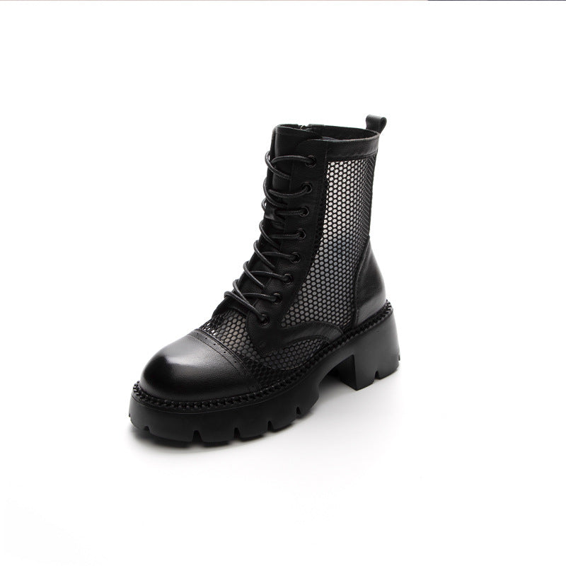 Women's Classy Mesh Chunky Ankle High Heels